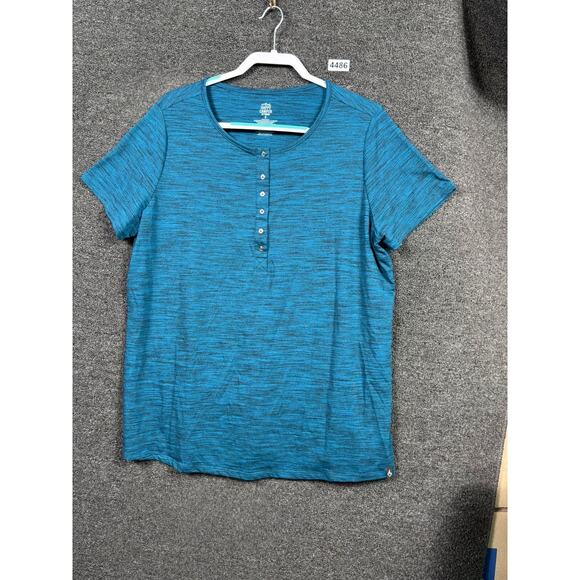 Happy Camper by Torrid Henley Short Sleeve Active Tee Womens Size 2 (2X) Blue - Picture 1 of 6